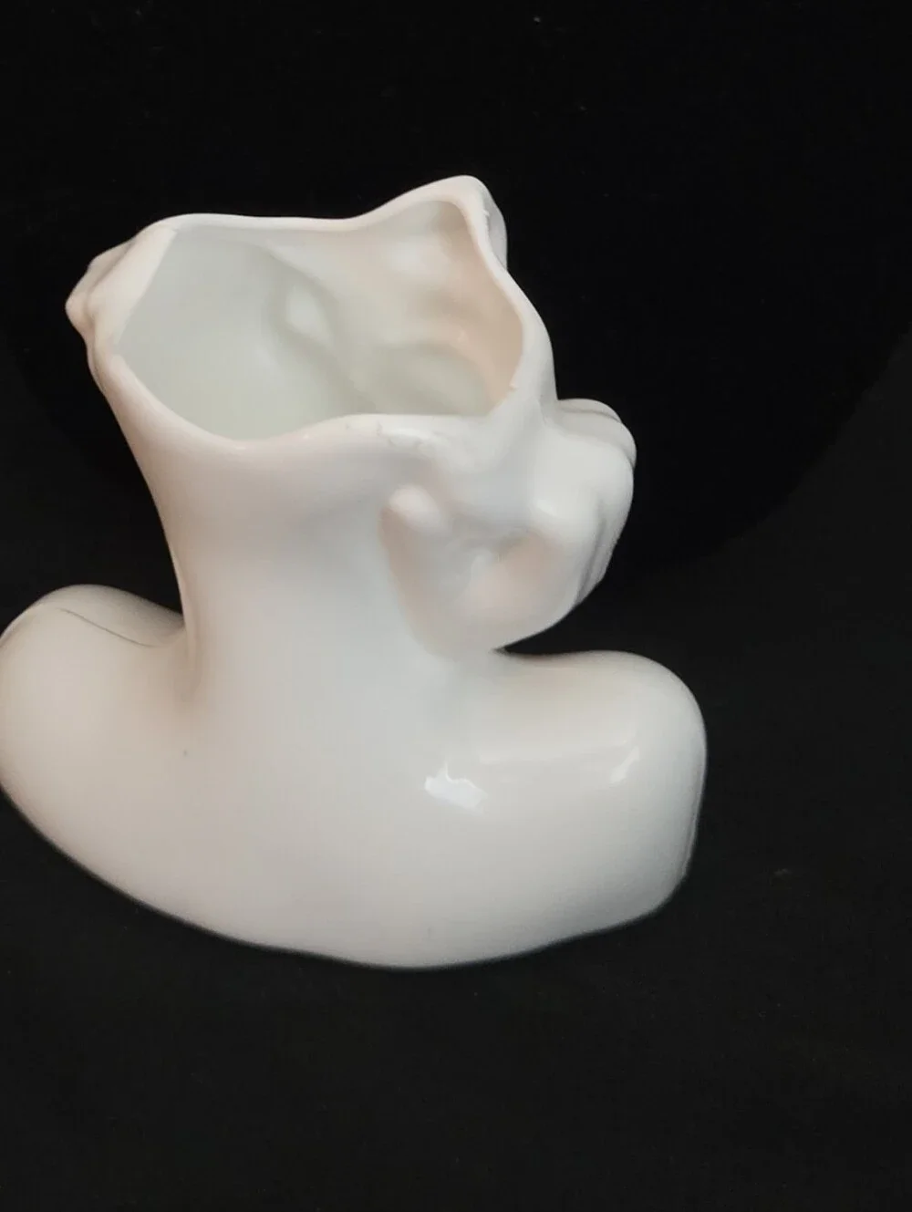 White Makeup Brush Storage Box Or Planter Contemplative Face